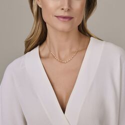 Geelgouden collier met parels 44 cm