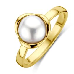 Gouden zoetwater parelring 9 x 10 mm