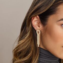 Zilveren oorhangers met zirkonia 6,5 cm