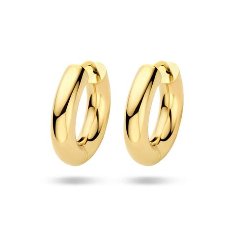 Gouden klapoorringen ronde buis van 4 mm