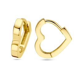 Geelgouden klapoorringen hart 11,5 mm met scharnier