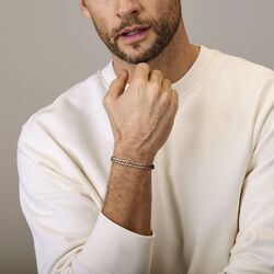 Zilveren geoxideerde armband gourmette 4-zijdes geslepen 6,7 mm