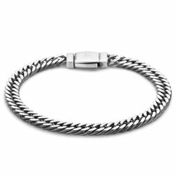 Zilveren geoxideerde armband gourmette 4-zijdes geslepen 6,7 mm
