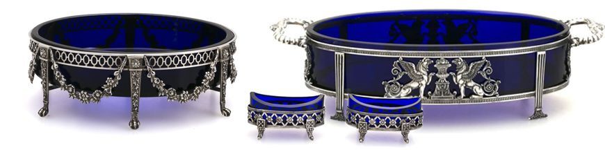 Zilver met blauw glas