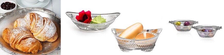 Zilveren brood en bonbonmanden
